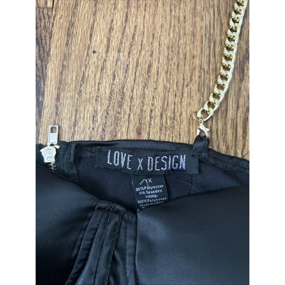 Love X Design Black Bustier Crop Top Gold Chain Straps 1X NWT - Picture 2 of 3